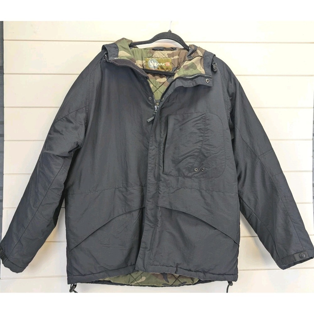 Spiewak‎ Jacket Men Large Black Hooded Camo Lined Gorpcore Utility Tactical Warm